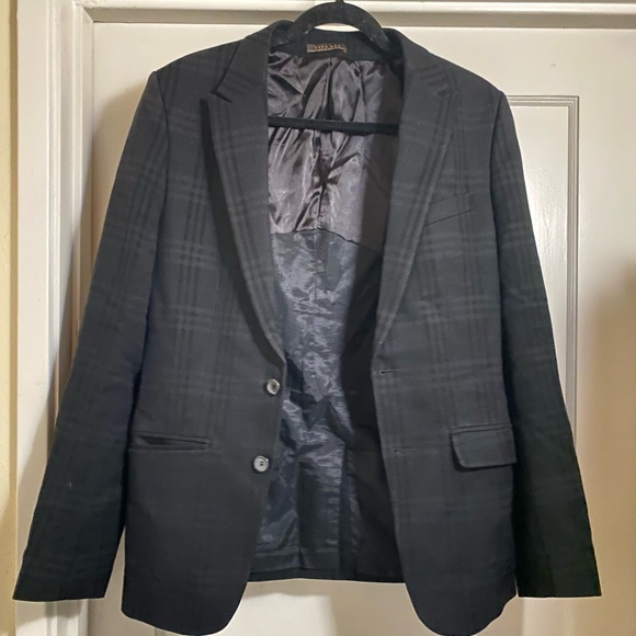 Zara Man Black Gingham Checker Pattern Cotton Wool Blend blazer suit jacket - Picture 3 of 15